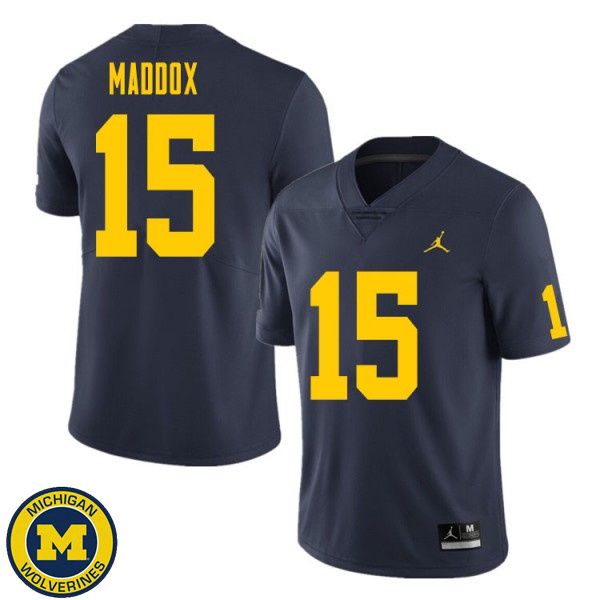 Men's University of Michigan #15 Andy Maddox Navy Stitched Football Jersey